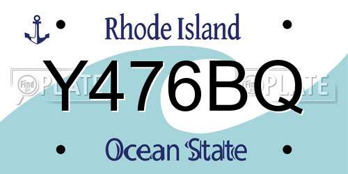 Y476BQ Rhode Island License Plate