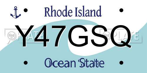 Y47GSQ Rhode Island License Plate