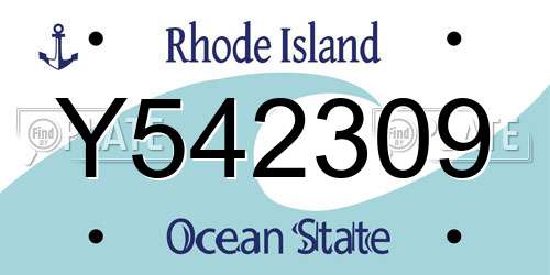 Y542309 Rhode Island License Plate
