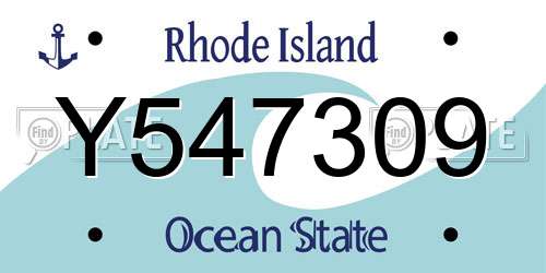 Y547309 Rhode Island License Plate