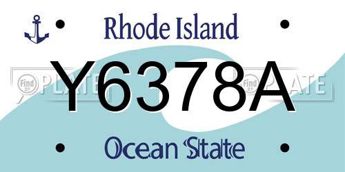 Y6378A Rhode Island License Plate