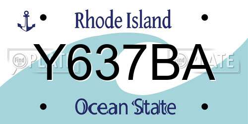 Y637BA Rhode Island License Plate