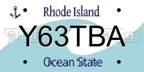 Y63TBA Rhode Island License Plate