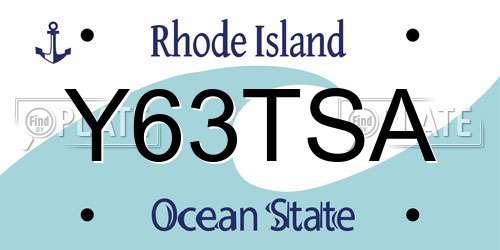 Y63TSA Rhode Island License Plate