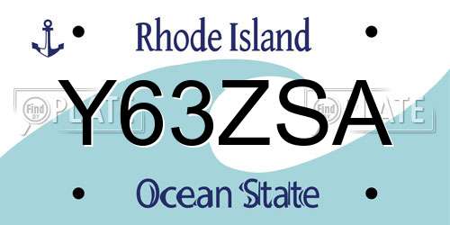 Y63ZSA Rhode Island License Plate