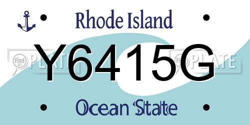 Y6415G Rhode Island License Plate