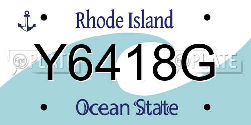 Y6418G Rhode Island License Plate
