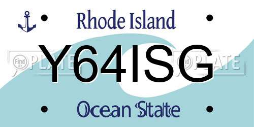 Y64ISG Rhode Island License Plate