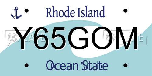 Y65GOM Rhode Island License Plate