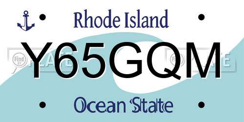 Y65GQM Rhode Island License Plate