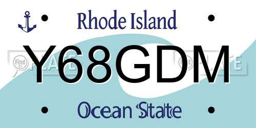 Y68GDM Rhode Island License Plate
