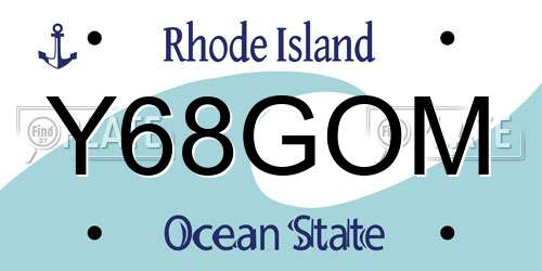 Y68GOM Rhode Island License Plate