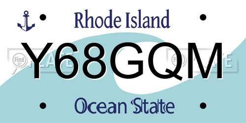 Y68GQM Rhode Island License Plate