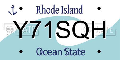 Y71SQH Rhode Island License Plate