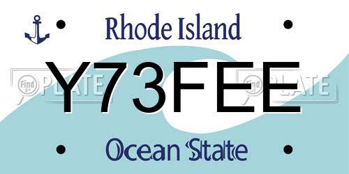 Y73FEE Rhode Island License Plate