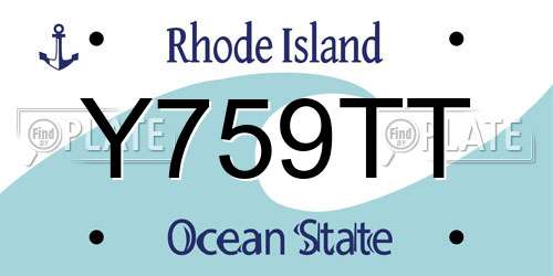 Y759TT Rhode Island License Plate