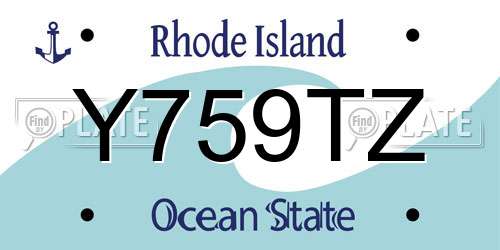 Y759TZ Rhode Island License Plate