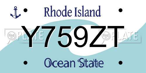 Y759ZT Rhode Island License Plate
