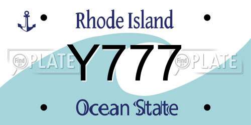 Y777 Rhode Island License Plate
