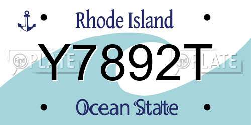 Y7892T Rhode Island License Plate