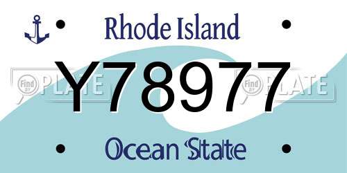 Y78977 Rhode Island License Plate