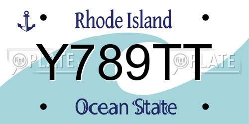 Y789TT Rhode Island License Plate