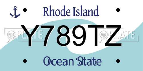 Y789TZ Rhode Island License Plate