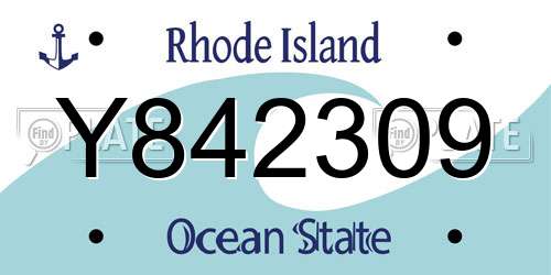 Y842309 Rhode Island License Plate