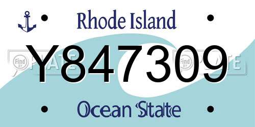 Y847309 Rhode Island License Plate