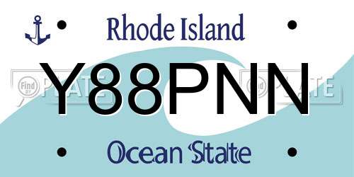 Y88PNN Rhode Island License Plate