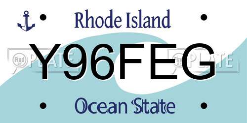 Y96FEG Rhode Island License Plate