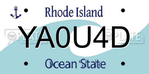 YA0U4D Rhode Island License Plate