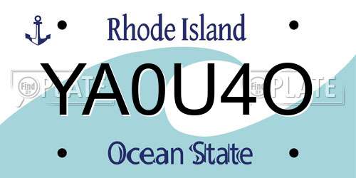 YA0U4O Rhode Island License Plate