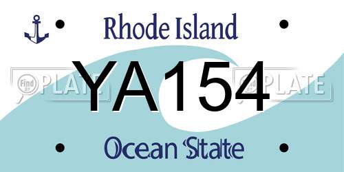 YA154 Rhode Island License Plate