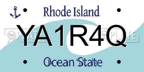 YA1R4Q Rhode Island License Plate