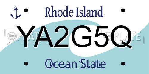 YA2G5Q Rhode Island License Plate