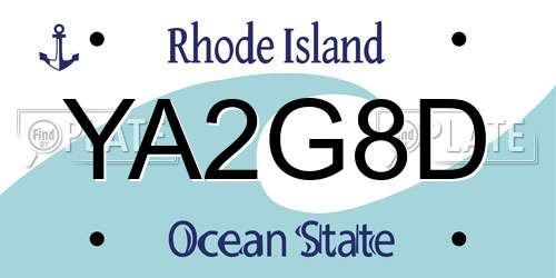 YA2G8D Rhode Island License Plate
