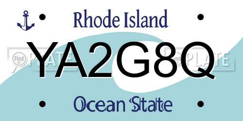YA2G8Q Rhode Island License Plate