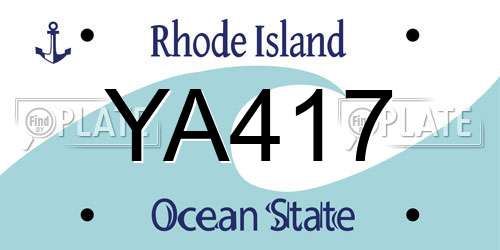 YA417 Rhode Island License Plate