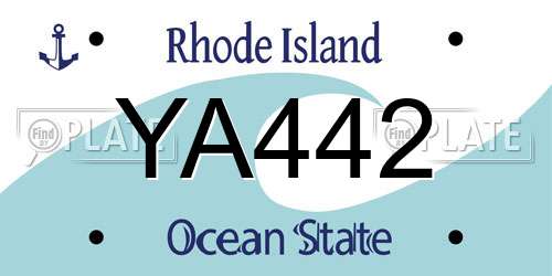 YA442 Rhode Island License Plate