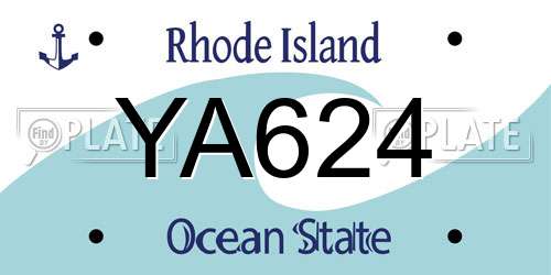 YA624 Rhode Island License Plate