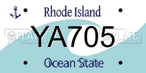 YA705 Rhode Island License Plate