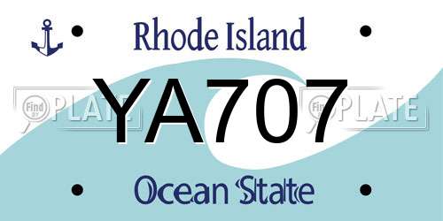 YA707 Rhode Island License Plate