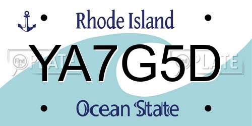 YA7G5D Rhode Island License Plate