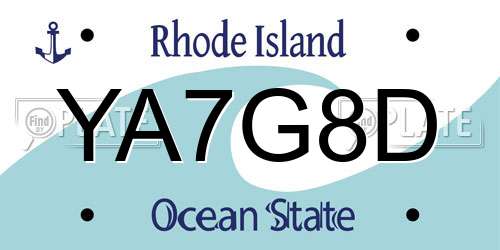 YA7G8D Rhode Island License Plate