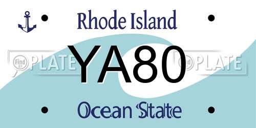 YA80 Rhode Island License Plate