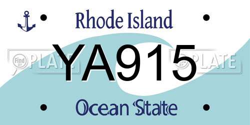 YA915 Rhode Island License Plate