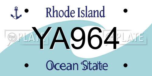 YA964 Rhode Island License Plate