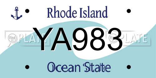 YA983 Rhode Island License Plate