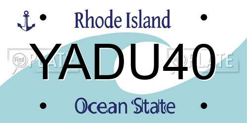 YADU40 Rhode Island License Plate
